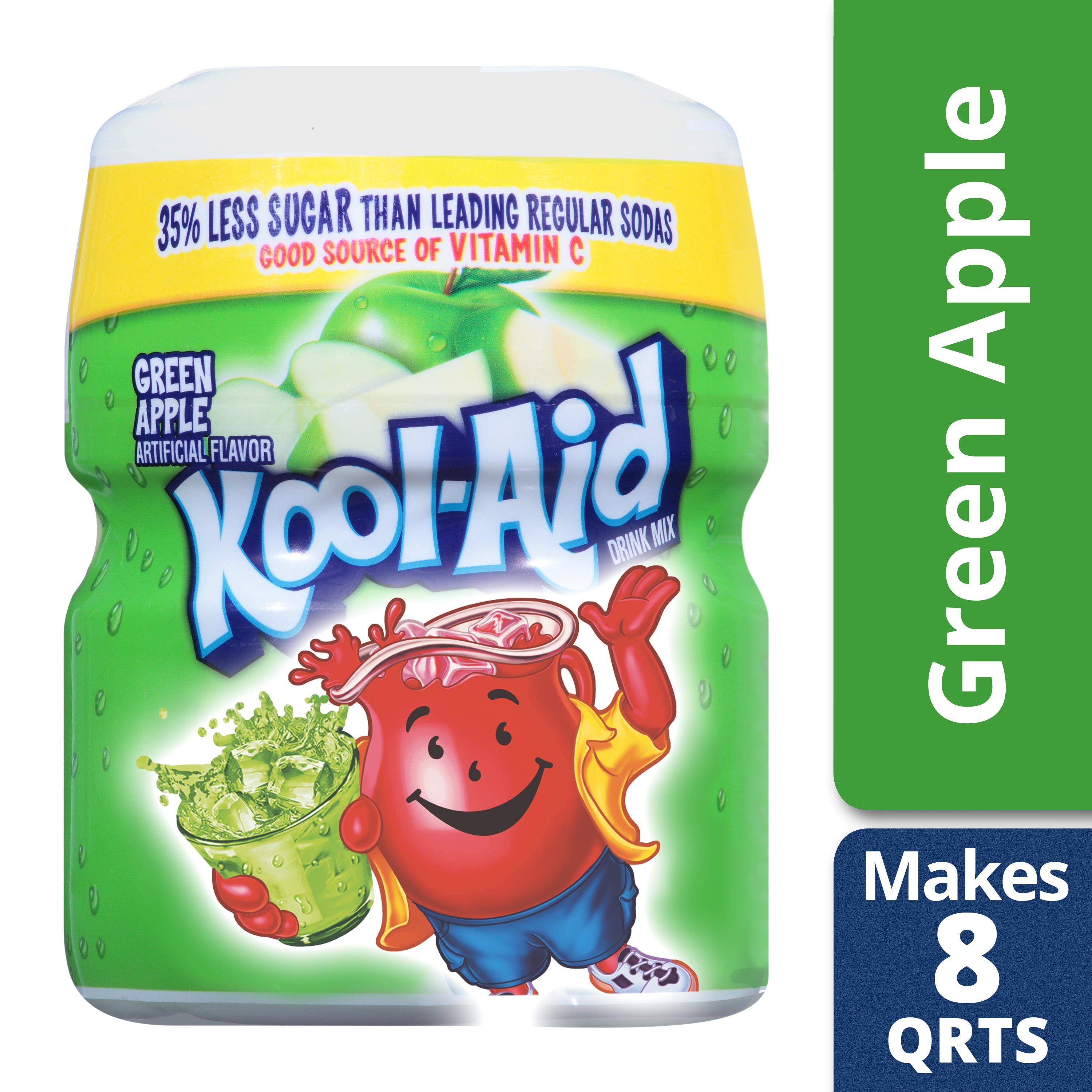KoolAid Sweetened Green Apple Powdered Drink Mix, Caffeine Free, 19.5