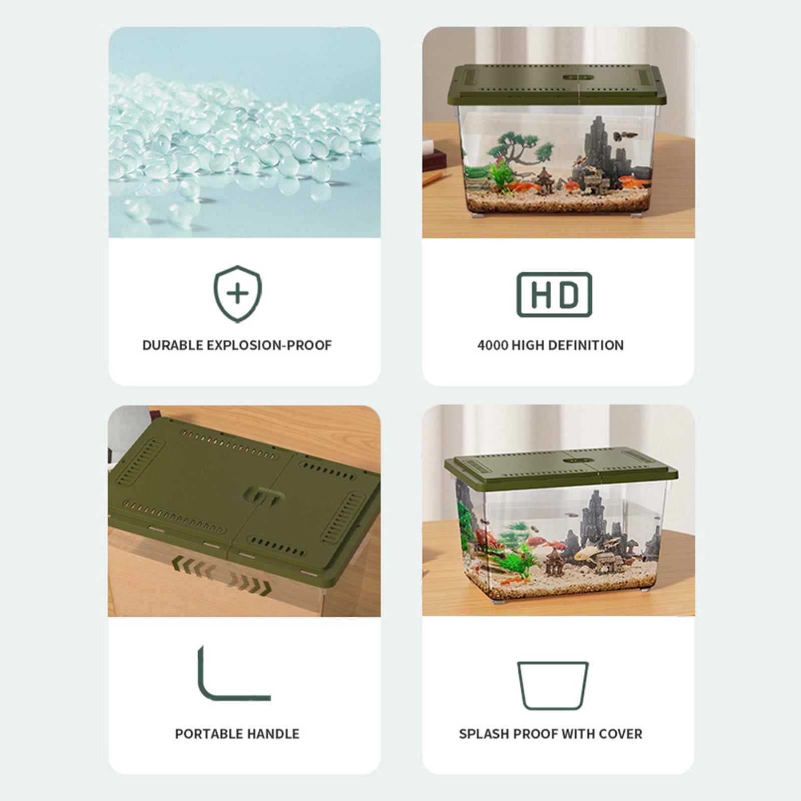 5pcs Mixed Color Plastic Turtle Tanks – Small Handheld Aquarium For Fish, Reptile Feeding Box, Habitat