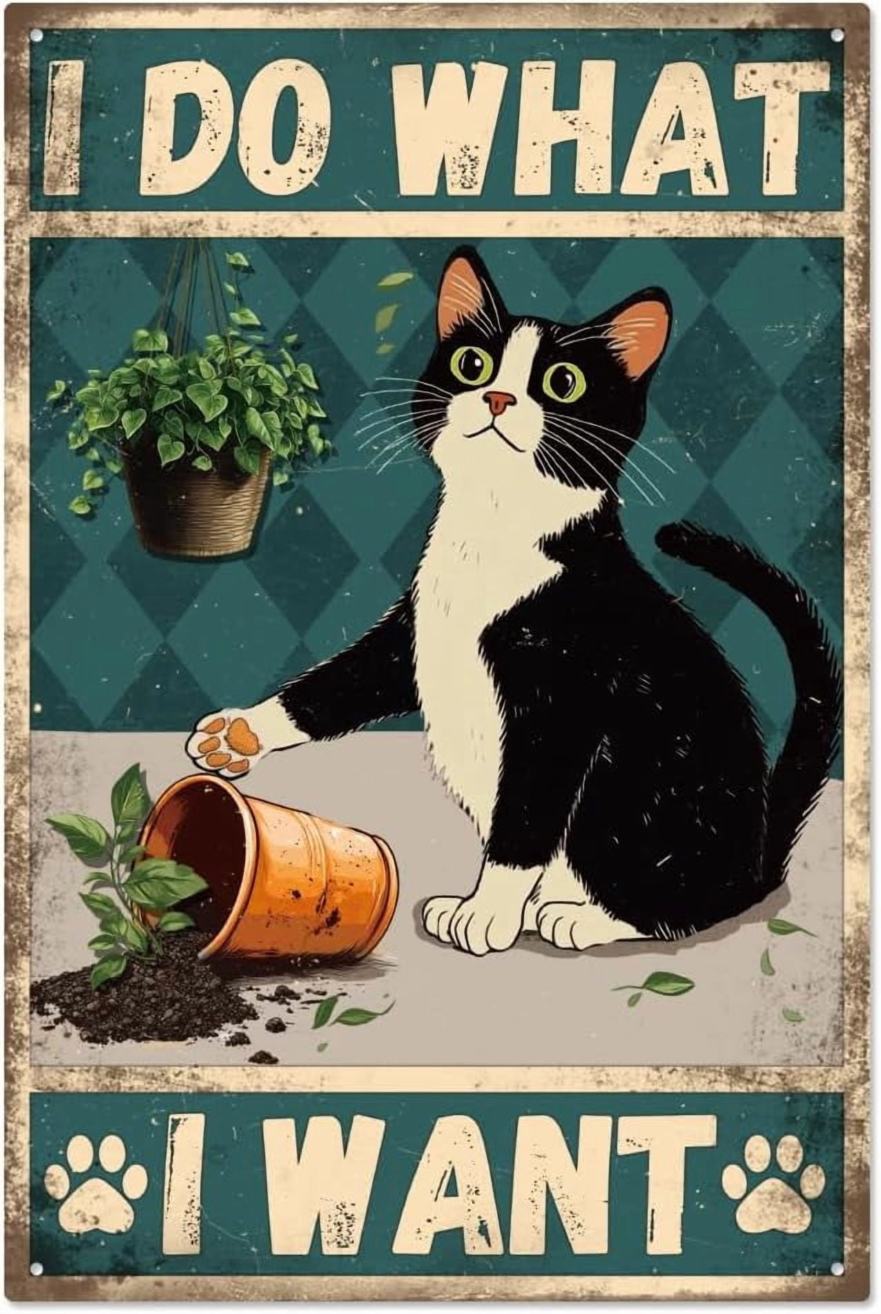 Vintage Black Cat Laundry Metal Tin Sign 7.9x11.8 Inch Laundry