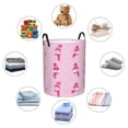 thumbnail image 4 of Daiia Pink Scarf Snowman Round Laundry Basket with Handles Thickened Waterproof Circular hamper,Dirty Clothes Storage Basket for Bedroom,Bathroom,College Dorm-, 4 of 6