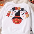 thumbnail image 6 of Weebloom Halloween Outfits For Girls Set Cartoon Pumpkin Print Top With Bottom Pants Comfortable Casual Party Funny Girl Outfit White, 6 of 9