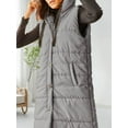 thumbnail image 3 of Women's Hooded Quilted Puffer Vest - Long Sleeveless Winter Jacket with Button Front & Pockets, 3 of 7