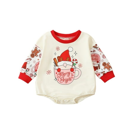 

Musuos Baby Girls Boys Christmas Romper Long Sleeve Sweatshirt Jumpsuits Casual Playsuit