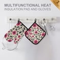 thumbnail image 4 of Yayeee Oven Mitts and Pot Holder Set of 2 Heat Resistant Kitchen Gloves Baking Hot Pad, Pink Flowers, 4 of 5