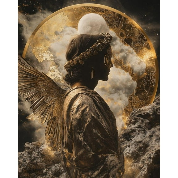 Paint by Numbers for Adults Kids Beginner Moon's Golden Wings DIY Acrylic Painting by Numbers Kits with Brushes Acrylic Pigment Home Decoration Gifts 16 x 20 inch