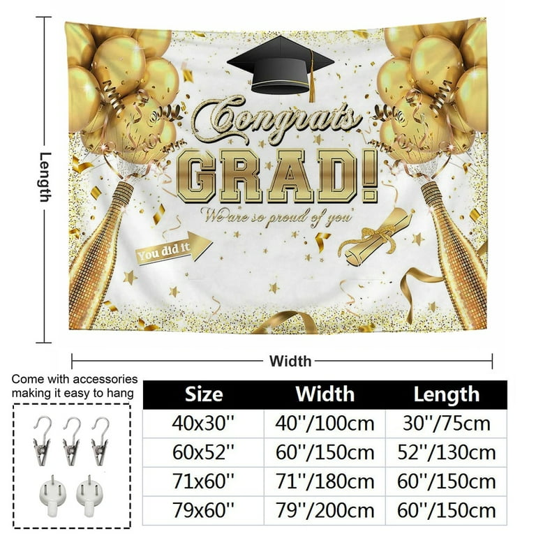 2023 Graduation Party Backdrop Banner, High School and College Happy  Graduation Congrats Grad Party Decoration Supplies for Indoor Outdoor Yard 