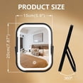 thumbnail image 2 of YEKKOPT Black Travel Mirror with Lights, Small LED Makeup Mirror with Lights,Portable Desk Mirror 1200mAh Battery,3 Color Modes,Dimmable Touch Screen, Tabletop Folding Compact Mirror,Women Gift, 2 of 7