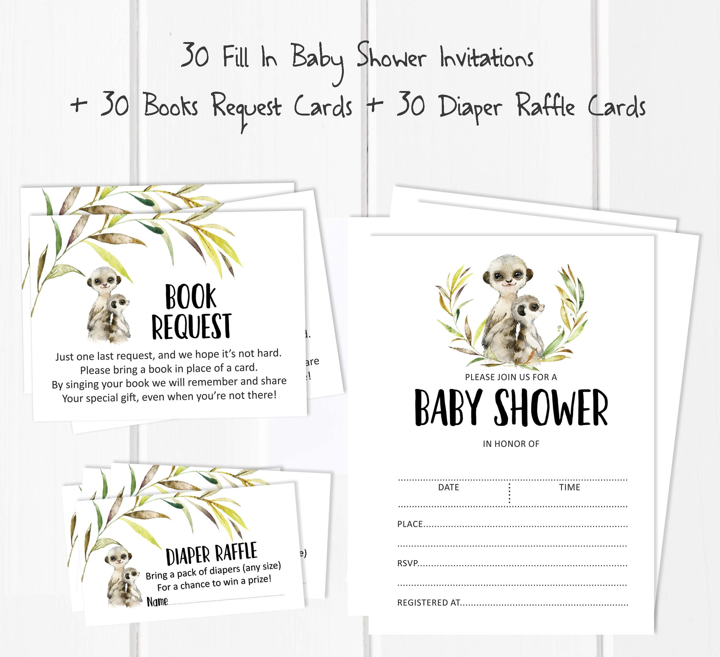 Inkdotpot Set Of 30 Baby Shower Invitations-Diaper Raffle Tickets And Baby Shower Book Request Cards koala baby Gender Neutal Invites Its A Boy Its A Girl