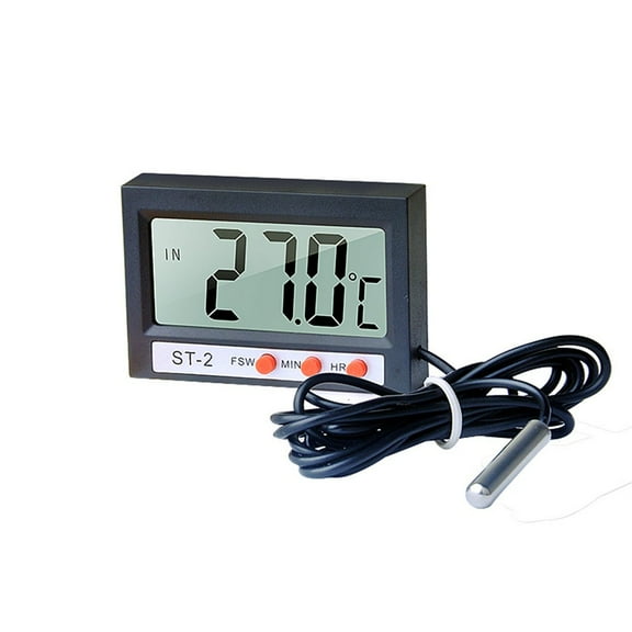 Digital Aquarium Thermometer with Waterproof Probe LCD Display Fish Tank Temperature Monitor Time Clock Function for Marine Freshwater Tank -50℃ to 70℃
