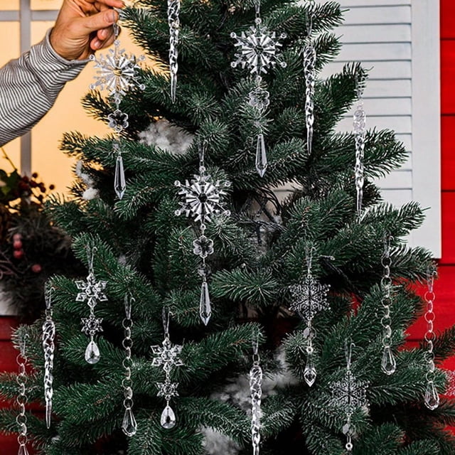 Colgantes de Copos de Nieve Transparentes para Árbol de Navidad, Adornos de Carámbanos para las Fiestas de Invierno, Adorno Colgante Transparente