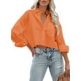 thumbnail image 3 of Sherrylily Womens Button Down Cropped Crop Tops Lapel Shirt with Chest Pocket, 3 of 5