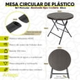 thumbnail image 2 of Mesa circular plegable Artego tipo madera plástico HDPE ligera 80cm, 2 of 8