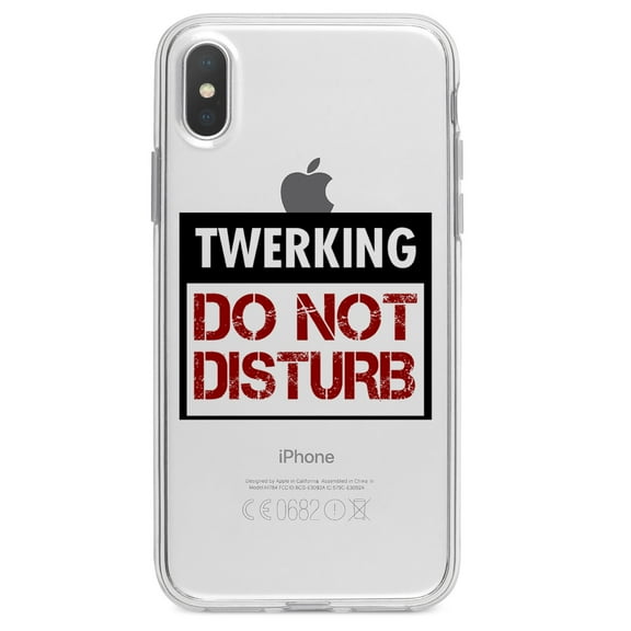 DistinctInk Clear Shockproof Hybrid Case for iPhone XS Max (6.5" Screen) - TPU Bumper Acrylic Back Tempered Glass Screen Protector - Twerking Do Not Disturb