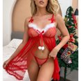 thumbnail image 1 of Conjunto de lencería Traje de camisón de malla Pijamas esponjosos transparentes Tmvgtek para mujer Rojo T M, 1 of 7
