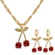 thumbnail image 2 of 2 piezas de un juego de pendientes delicados, joyas elegantes, collar de personalidad, pendientes, granate, collar de cerezas, pendientes de cristal simples para mujer (collar y aretes), 2 of 4