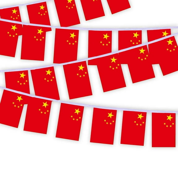 30 PCS China Flag String,32 FT Chinese Bunting,Decoration Banner for Outdoor Indoor Patio Yard Decor