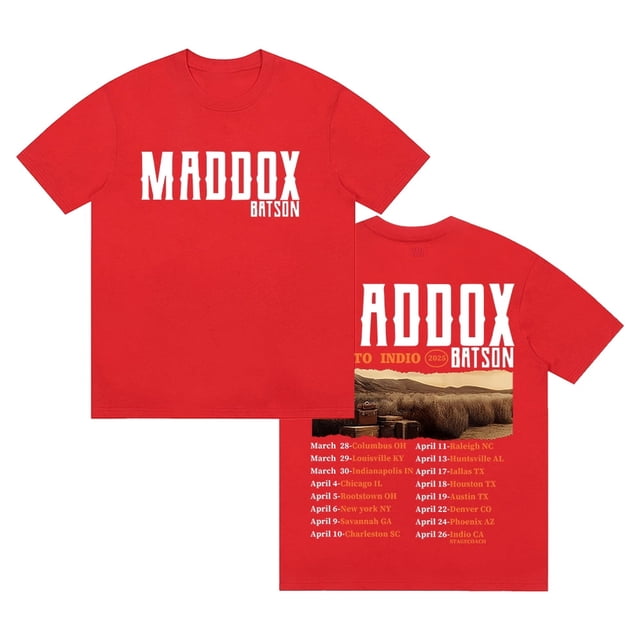 T-shirt Maddox Batson Road To Indio Tour 2025 Col Rond Manches Courtes Coton Tee Femmes Hommes Mode Urbaine Tops