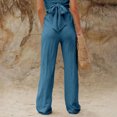 thumbnail image 5 of ClodeEU Women's High Waisted Relaxed Straight Leg Pants ,Solid Color Fashion Casual Trousers with Pockets Blue,Womens Plus XL, 5 of 5