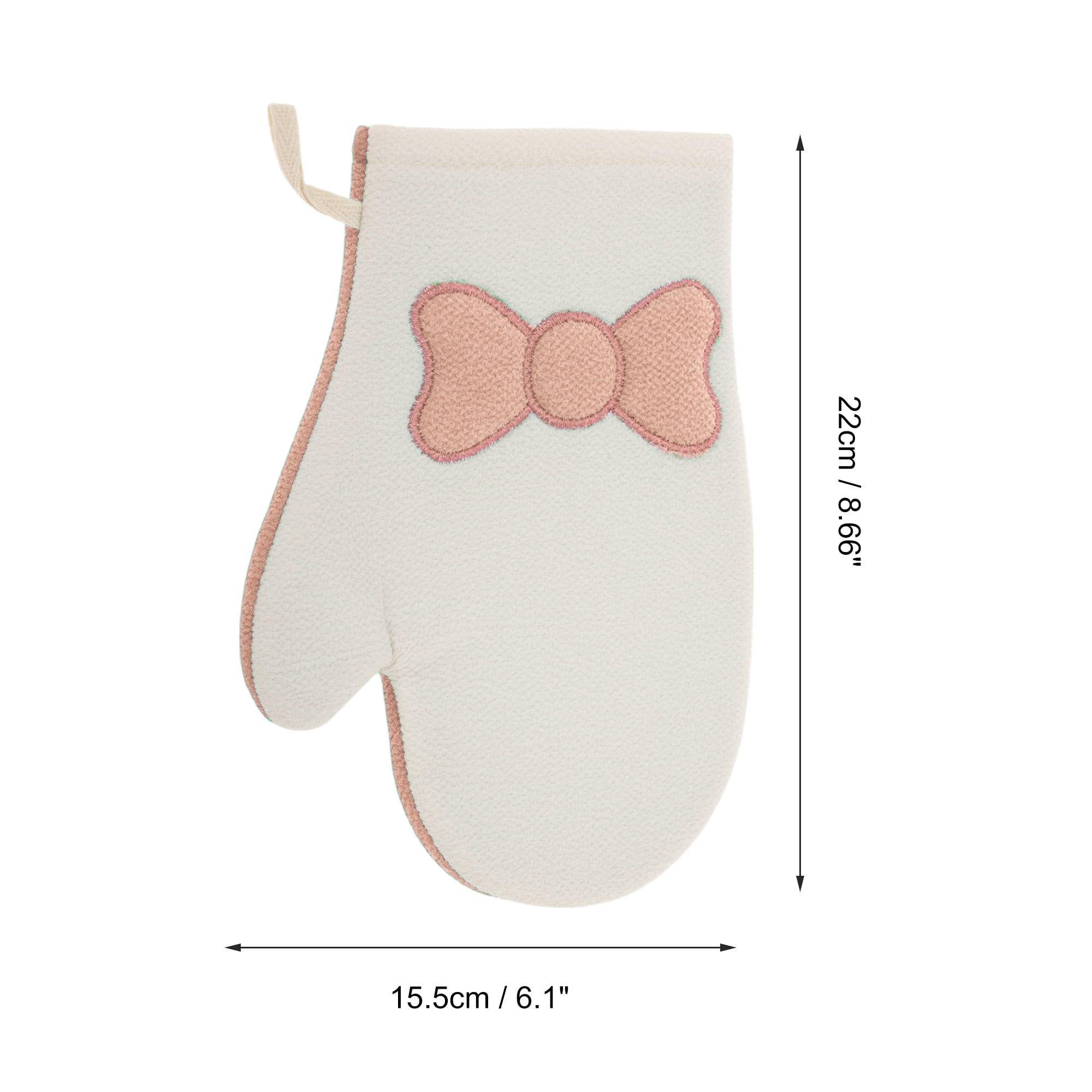 Unique Bargains Shower Gloves for Bathroom Use 8.66"x6.1" 1Pcs Rose Red, Beige