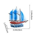 thumbnail image 2 of Resin Home Decorations, Mediterranean Style Small Boat Ornaments, Painted Sailboat Model for Holiday and Winter Decor, Cute Colorful Coastal Nautical Decor, 8x8x3.5cm, 2 of 7