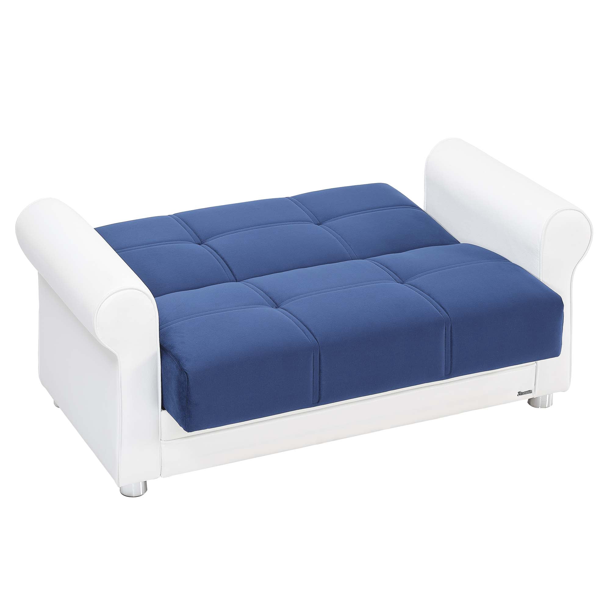Ottomanson Convertible Sleeper Loveseat with Hidden Storage, Firm Seating, Blue