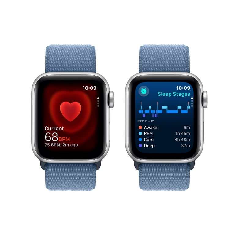 Apple Watch SE (2nd Gen) GPS + Cellular 40mm Silver Aluminum Case with  Winter Blue Sport Loop. Fitness & Sleep Tracker, Crash Detection, Heart  Rate 