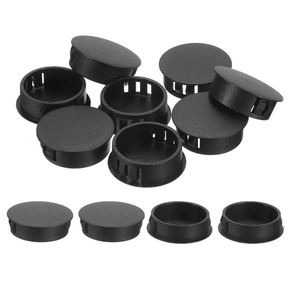 Uxcell 12pack 35mm(1-3/8") Nylon Hole Plugs, Flush Type Panel Round Snap In Fastener Knockout Plugs, Black