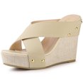 thumbnail image 1 of Sandalias De Cuña Con Plataforma Para Mujer Beige 8.5, 1 of 6