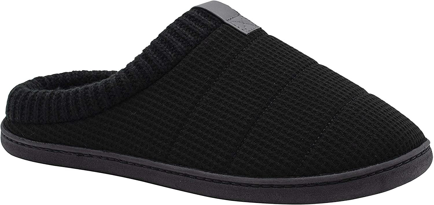 Gold Toe Men’s Knit Scuff Slippers with Ribbed Cuff and Memory Foam ...