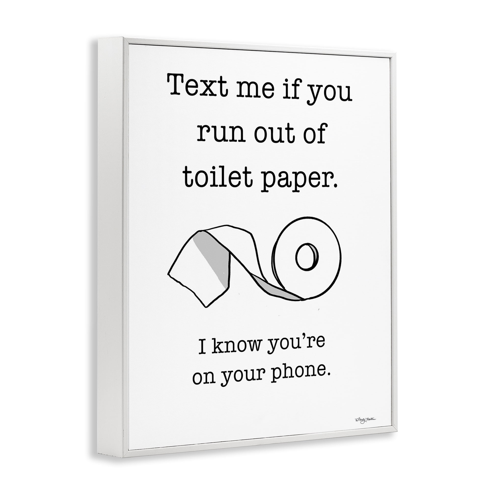 Stupell Industries Text Me for Toilet Paper Typography Painting White Framed Art Print Wall Art, 11 x 14