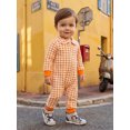 thumbnail image 6 of RUINIXCW Baby Boy Girls Fall Romper Adorable Plaid Long Sleeve Doll Collar Zipper Jumpsuit, 6 of 7