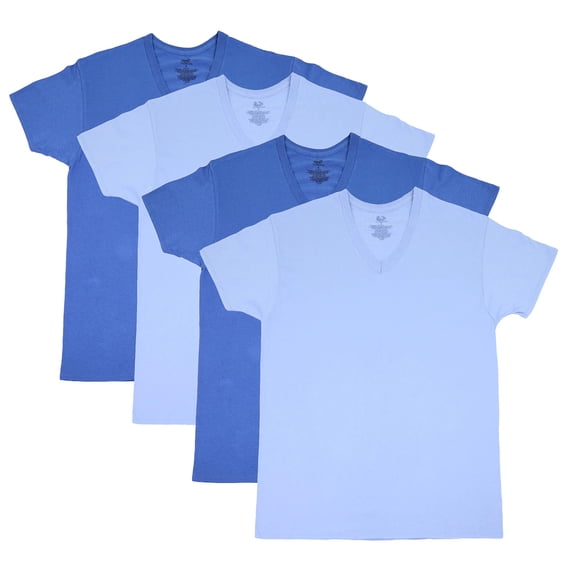Fruit of the Loom Men's Stay Tucked Crew T-Shirt, (Large, Assorted Blue/Grey) (Pack of 4)