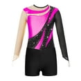 thumbnail image 5 of Miaeowve Kids Girls Mesh Long Sleeve Gymnastics Leotards with Athletic Shorts Sets Biketard Dance Hot Pink&Black 12, 5 of 7