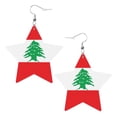 thumbnail image 6 of Leather Earrings Dangle For Women Lebanese Flag Trendy Star Earrings Lightweight Fashion, 6 of 6