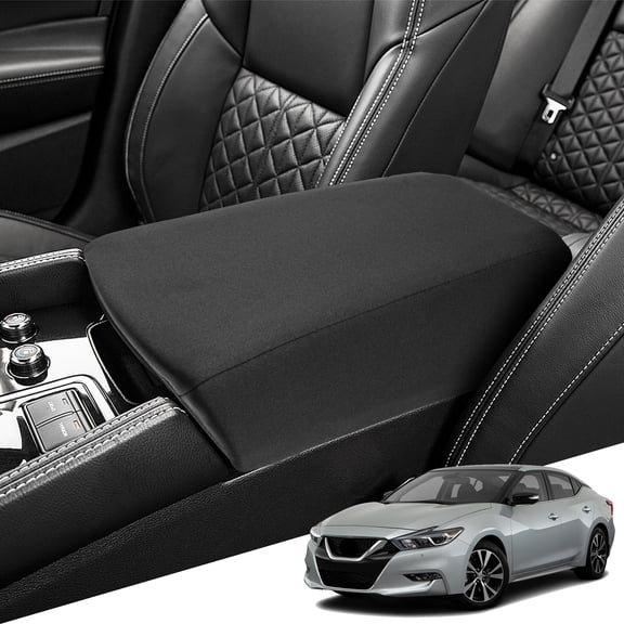 KBH Center Console Cover for 2016-2024 Nissan Maxima Accessories, Soft Nylon Washable Armrest Protector Covering for Car Interior, Black