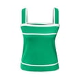thumbnail image 4 of WENWU Square Neck Knit Crop Tank TopsSlim Color Block Sleeveless Shirt Atmosphere Top Top for Women, 4 of 4