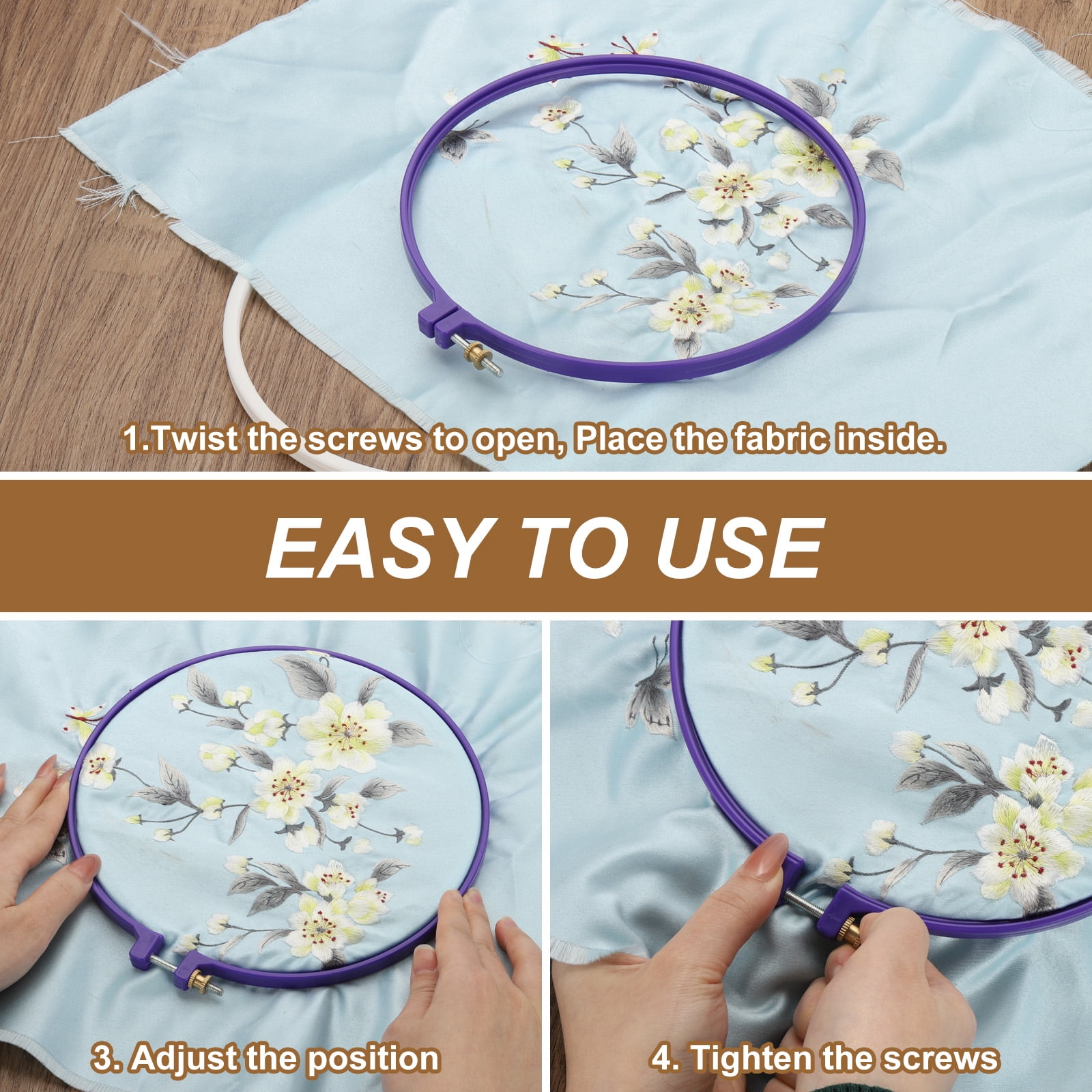 Uxcell 10 Pieces Embroidery Hoops Frame Round Plastic Circle Cross Stitch Hoop Ring for Embroidery Art Craft Handy Sewing Decoration, Pink/Blue/Purple/Green/Yellow