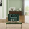 thumbnail image 3 of Rnfurnishings 2-PC Velvet Living Room Furniture Sofa+Armchair Set-Dark Green, 3 of 8