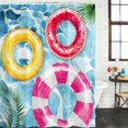 thumbnail image 2 of Summer Blue Pool Bathroom Shower Curtains with 12 Hooks Polyester Waterproof Shower Curtain for Stalls and Bathtubs Ocean Beach Swimming Ring Vintage Decorative Bathroom Privacy Curtain 48x72 Inches, 2 of 8
