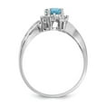 thumbnail image 2 of Solid 14k White Gold 6x4mm Oval Blue Topaz Diamond Engagement Ring Size 8 (.06 cttw.), 2 of 6