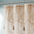 thumbnail image 4 of WARM HOME DESIGNS Extra Long Linen Lace Shower Curtain 72 W x 96 L L Inches with Attached Valance & Tassels. LA Linen 96, 4 of 5