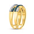 thumbnail image 3 of 10kt Yellow Gold Womens Round Blue Color Enhanced Diamond Band Ring 1/2 Cttw, 3 of 4