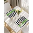 thumbnail image 5 of St. Patrick's Day Placemats Set of 6, Green Shamrock Grasses Black White Plaid Placemats for Dining Table, Place Mats for Kitchen Tabletop, Waterproof Wipeable Dining Table Mats Set, 5 of 9
