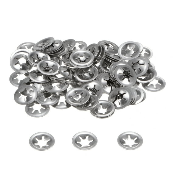 120 Pack Internal Tooth Star Lock Washers M6 Quick Speed Locking Washers, 304 Stainless Steel Starlock Push Nuts