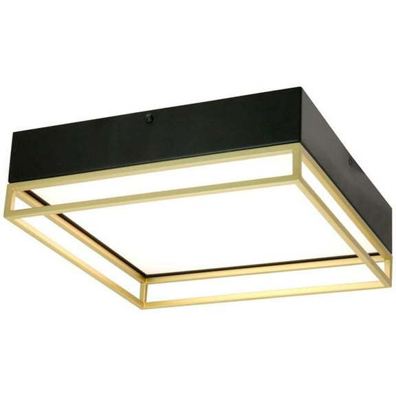 Sunshine Lighting B3166493 Sunlite LED Double Square Decorative Light Fixture - 20W - 30-40-50K - 120V - 13 in. - Black & Gold
