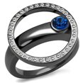 thumbnail image 1 of Alamode TK2974-7 Femmes IP Light Noir Bague en Acier Inoxydable avec Cristal de Qualité Supérieure en Bleu Capri - Taille 7, 1 of 1
