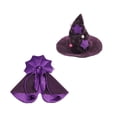 thumbnail image 2 of Halloween Cape and Hat Costume for Pets - Spooky Witch Outfit for Cats and Dogs - Purple Vampires Transformation Costume for Pet Parties and Halloween Celebrations, 2 of 6