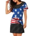 thumbnail image 2 of Rocae Shark With USA Flag for Nightgowns for Women Sleep Shirts Short Sleeve Nightshirt Pullover Nightdress, 2 of 6