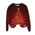 thumbnail image 5 of FDGIU Women's Christmas Graphic Tunic Tops - Soft Long Sleeve Crewneck Blouses with Xmas Tree Prints, Holiday Party Tees, 5 of 5