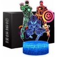 thumbnail image 1 of Lámpara de noche Spiderman para niños, ilusión 3D, control táctil, colores dinámicos, cambio con 3 patrones, Capitán América Iron Man juguetes para niños regalos para hombres y niños, 1 of 5